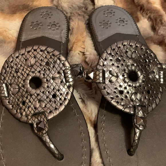 JACK ROGERS Leather Georgia Python Sandals — 7 - Picture 5 of 11